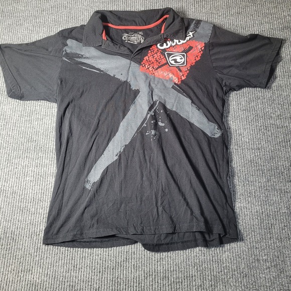 Current Air Other - Current Y2K Men's‎ Polo Shirt Size XL Short Sleeves Black Red Hip Hop